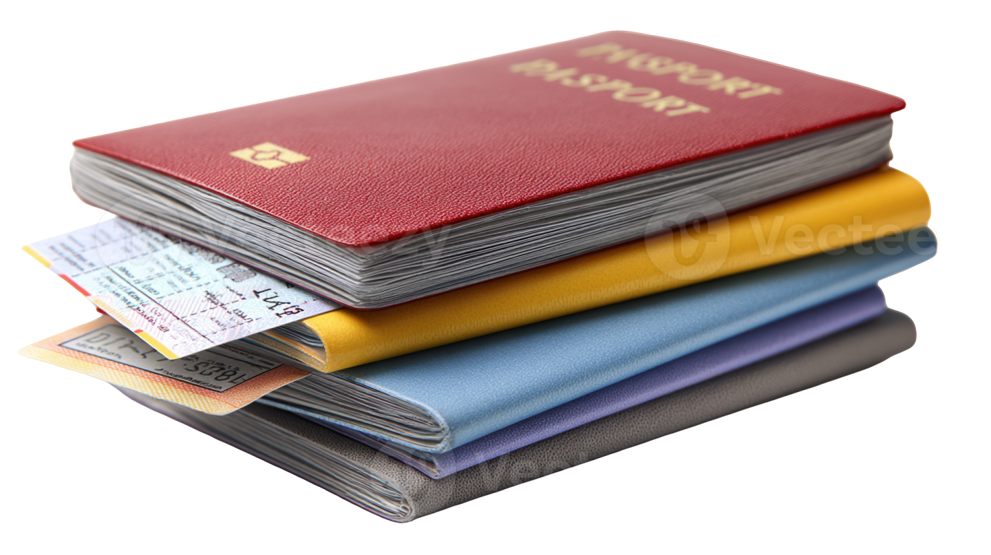 a stack of passports and money