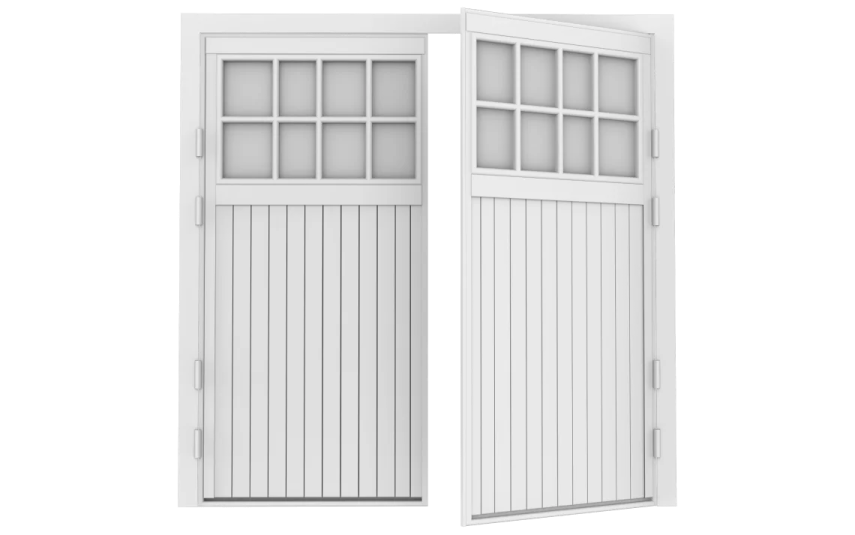 a pair of white wooden doors