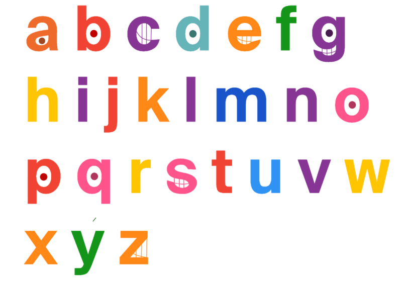 a colorful alphabet with the letters in different colors