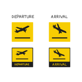 a set of four different signs with the words departure and departure