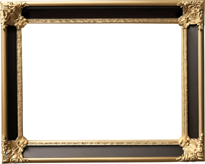 a black and gold frame on a white background