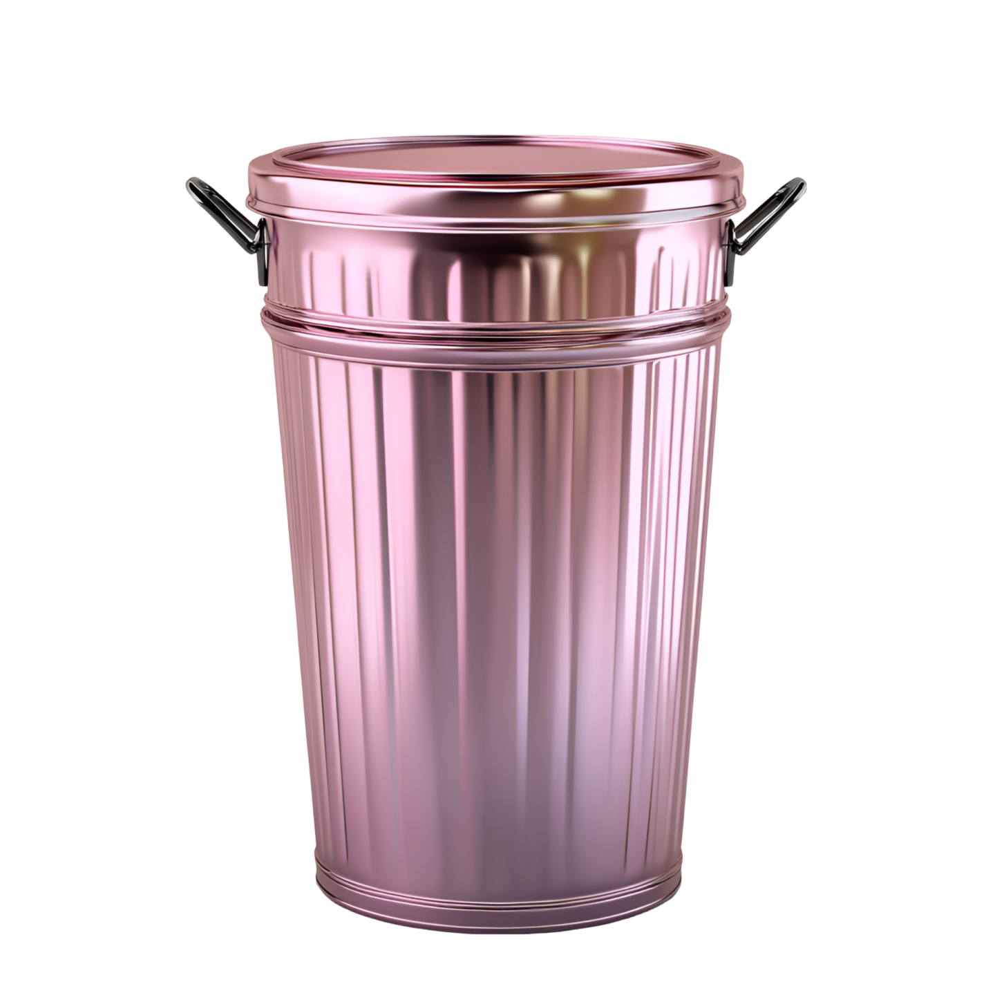 a pink trash can on a white background