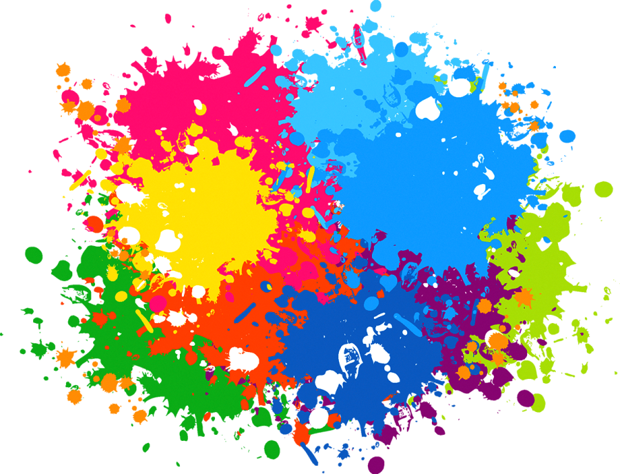 colorful paint splashs on white background