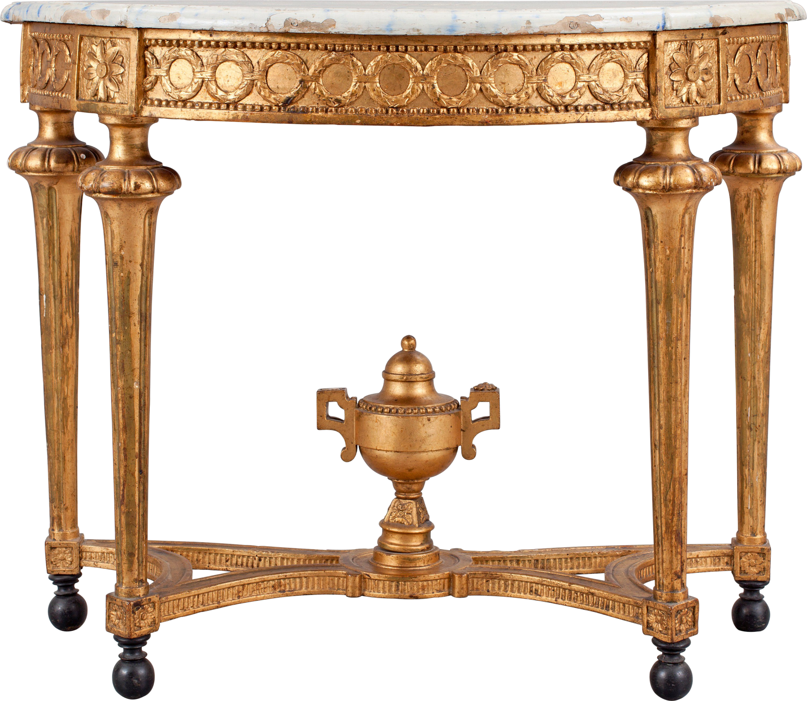 a table with a marble top on wheels