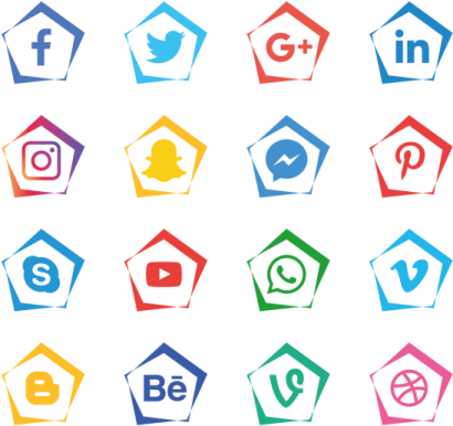 a set of colorful social icons