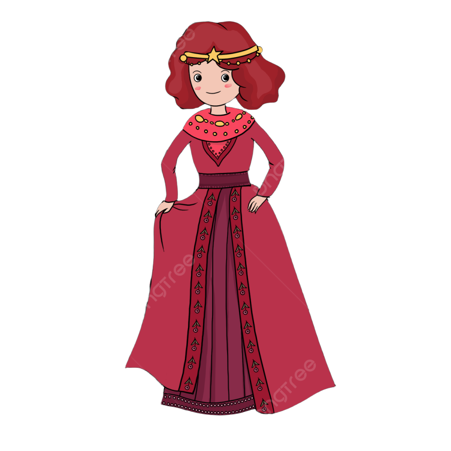an illustration of a woman in a red dress
