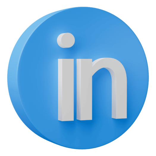 a blue circle with the word linked
