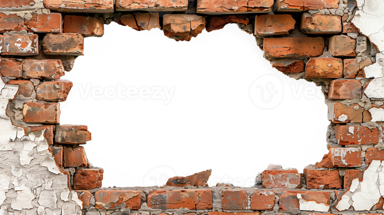 an old brick wall with a hole in it