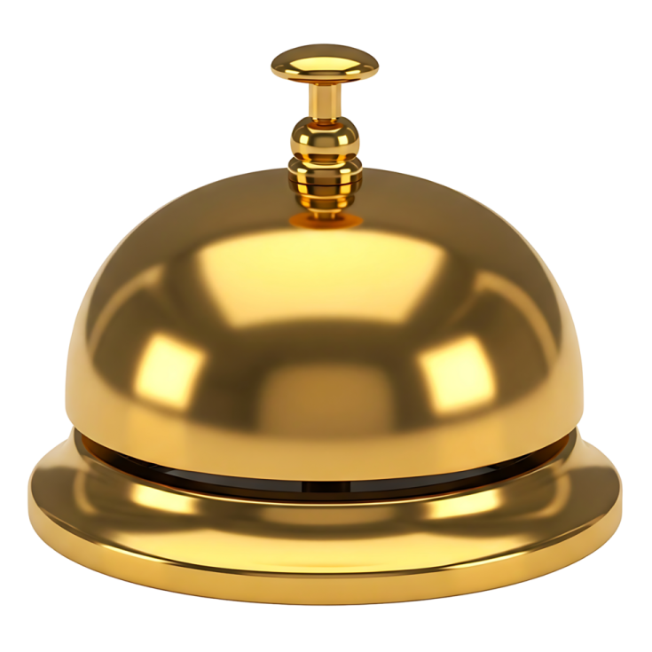 a golden bell on a white background