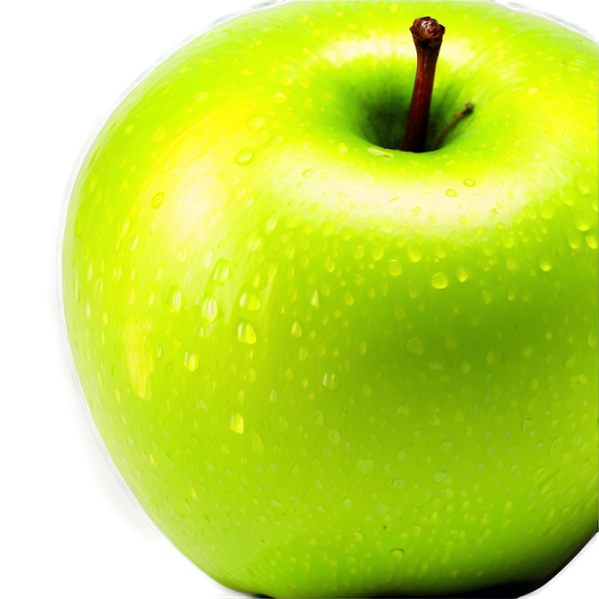 a green apple with water droplets on it