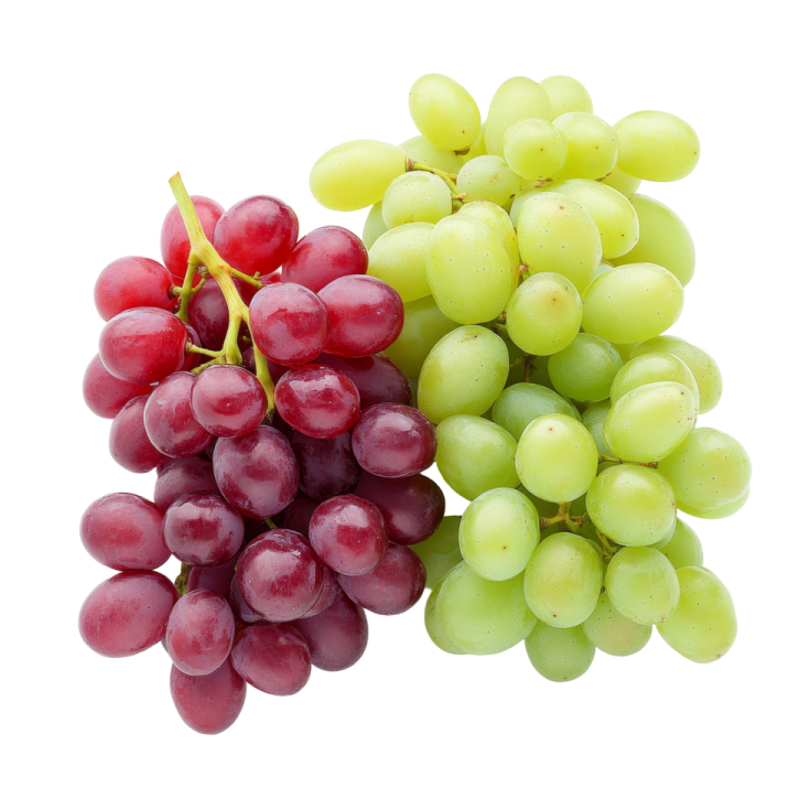a bunch of grapes on a white background