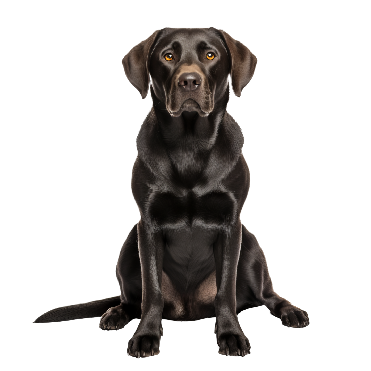 a black dog sitting down and looking at the camera