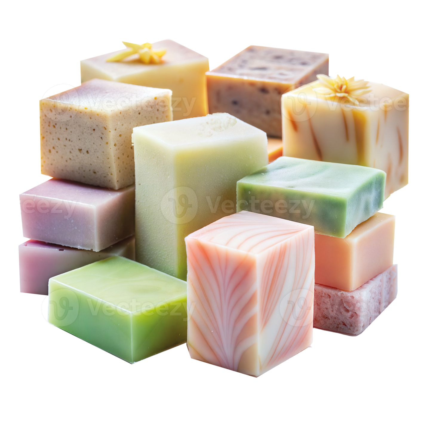 a pile of soaps with different colors