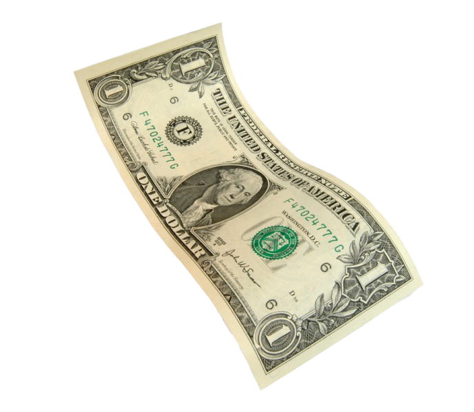 a dollar bill on a white background