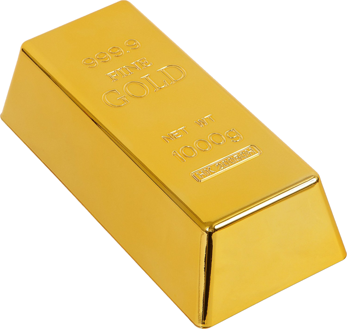 a gold bar on white background