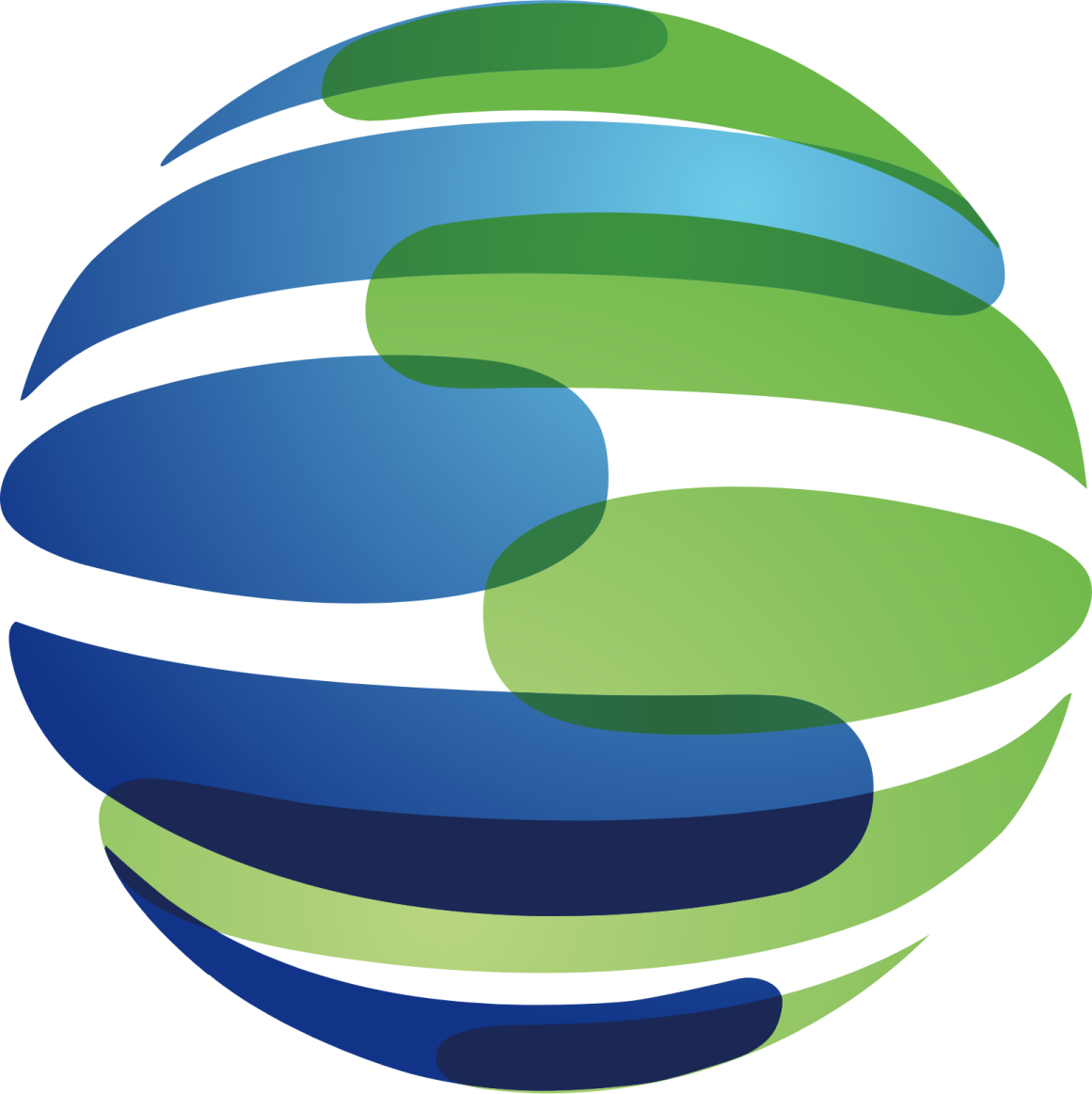 a globe with green and blue stripes on a white background