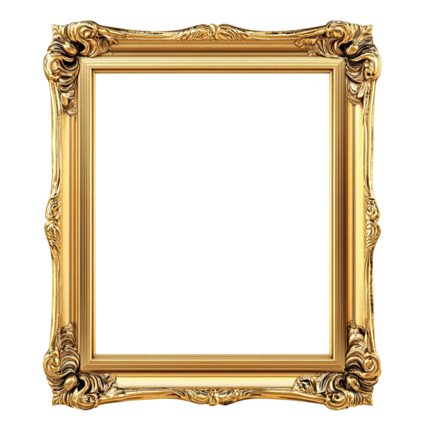 a gold frame on a white background