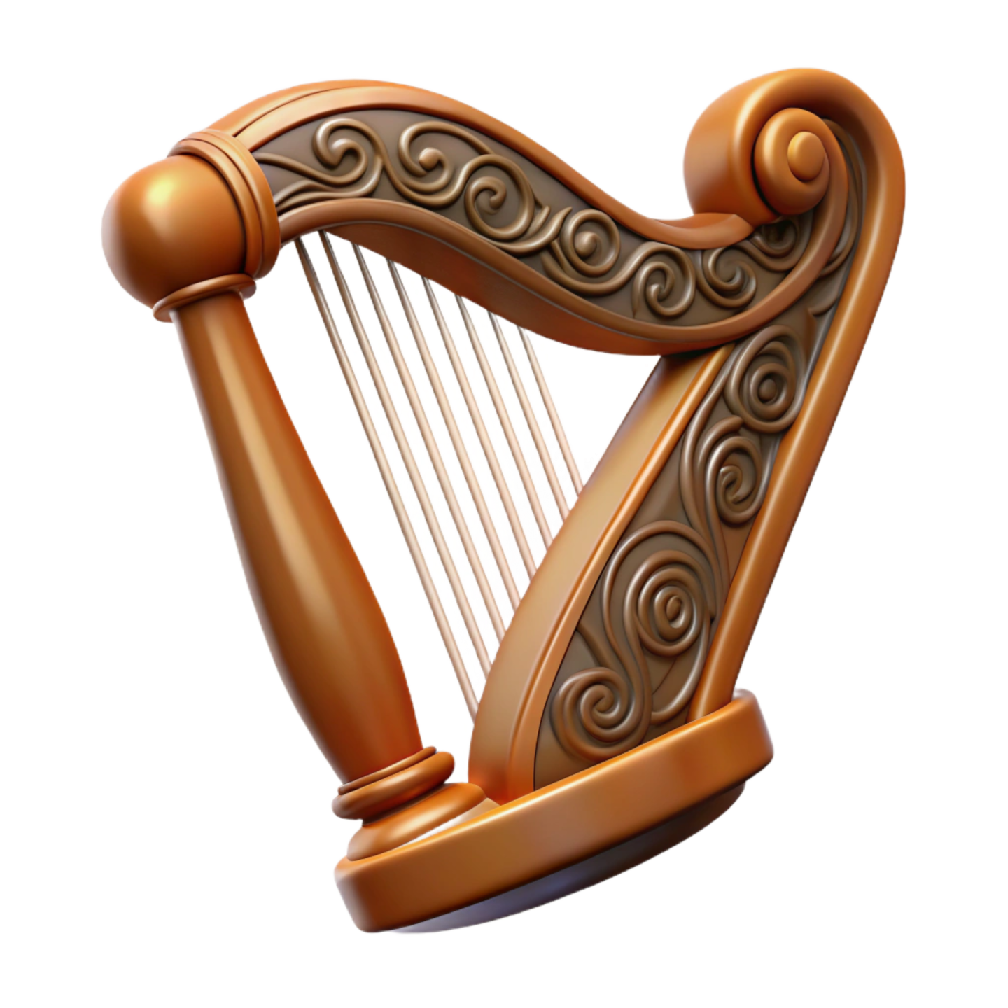 a golden harp on a white background