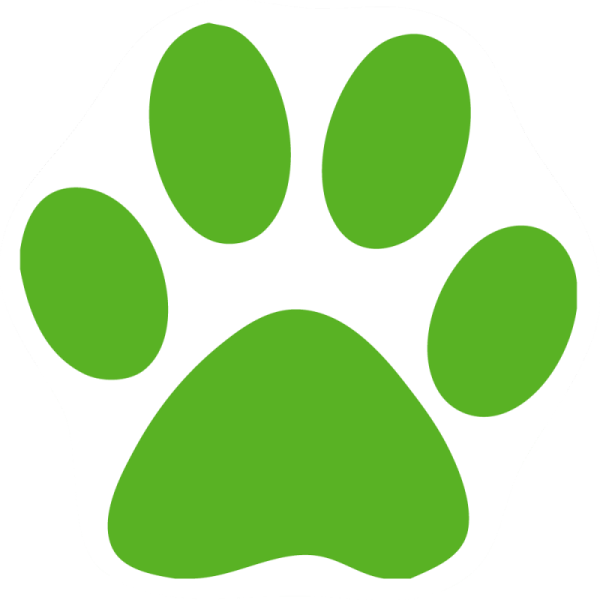 a green paw on a white background