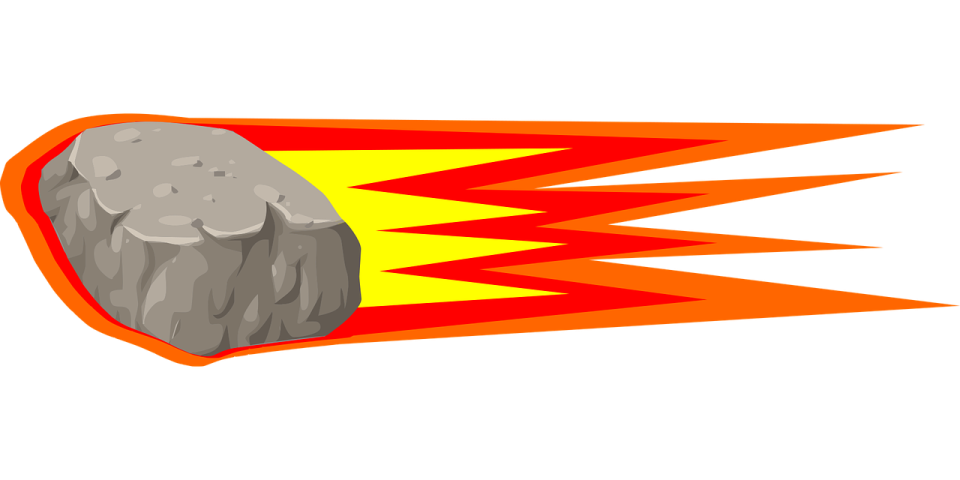 a rock with a red and yellow flame on it