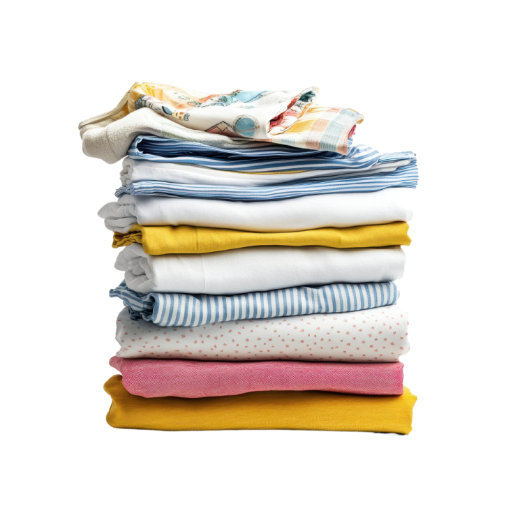 stack of folded clothes isolated on white background