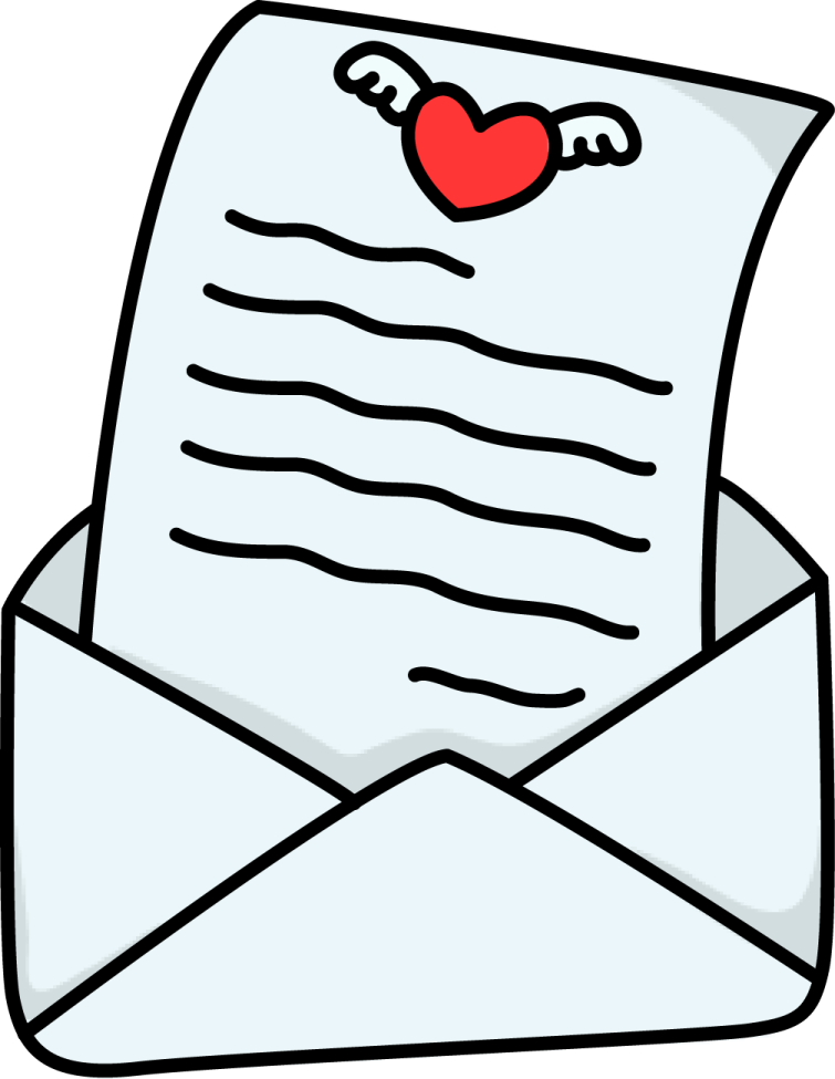 an envelope with a heart in it