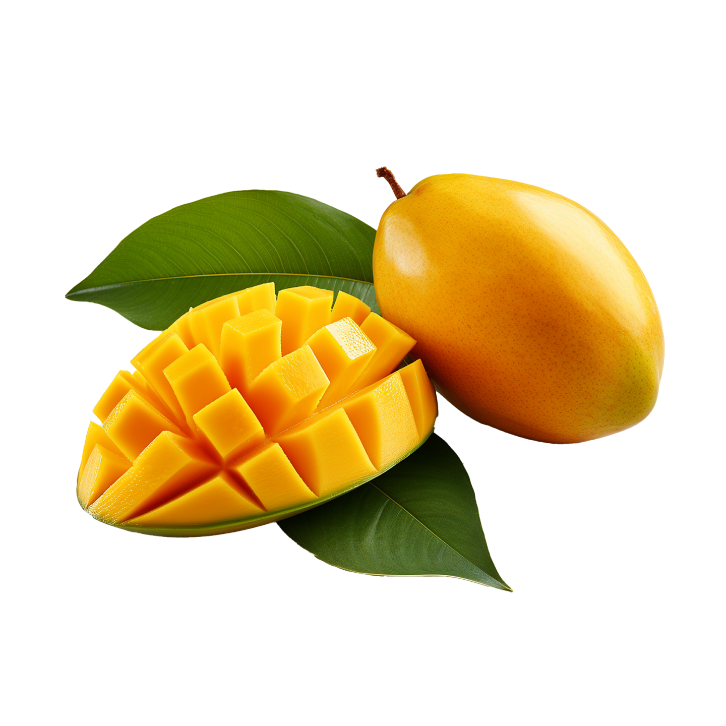 a mango cut in half