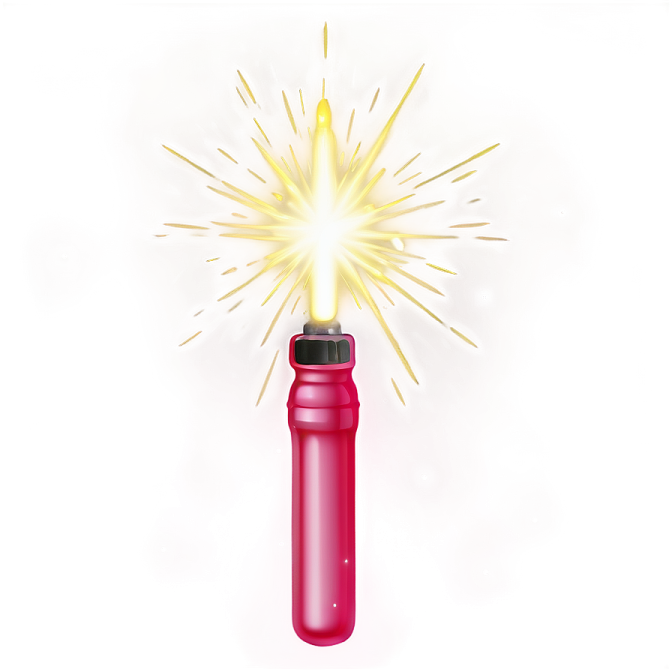 a red lighter with yellow sparks coming from it