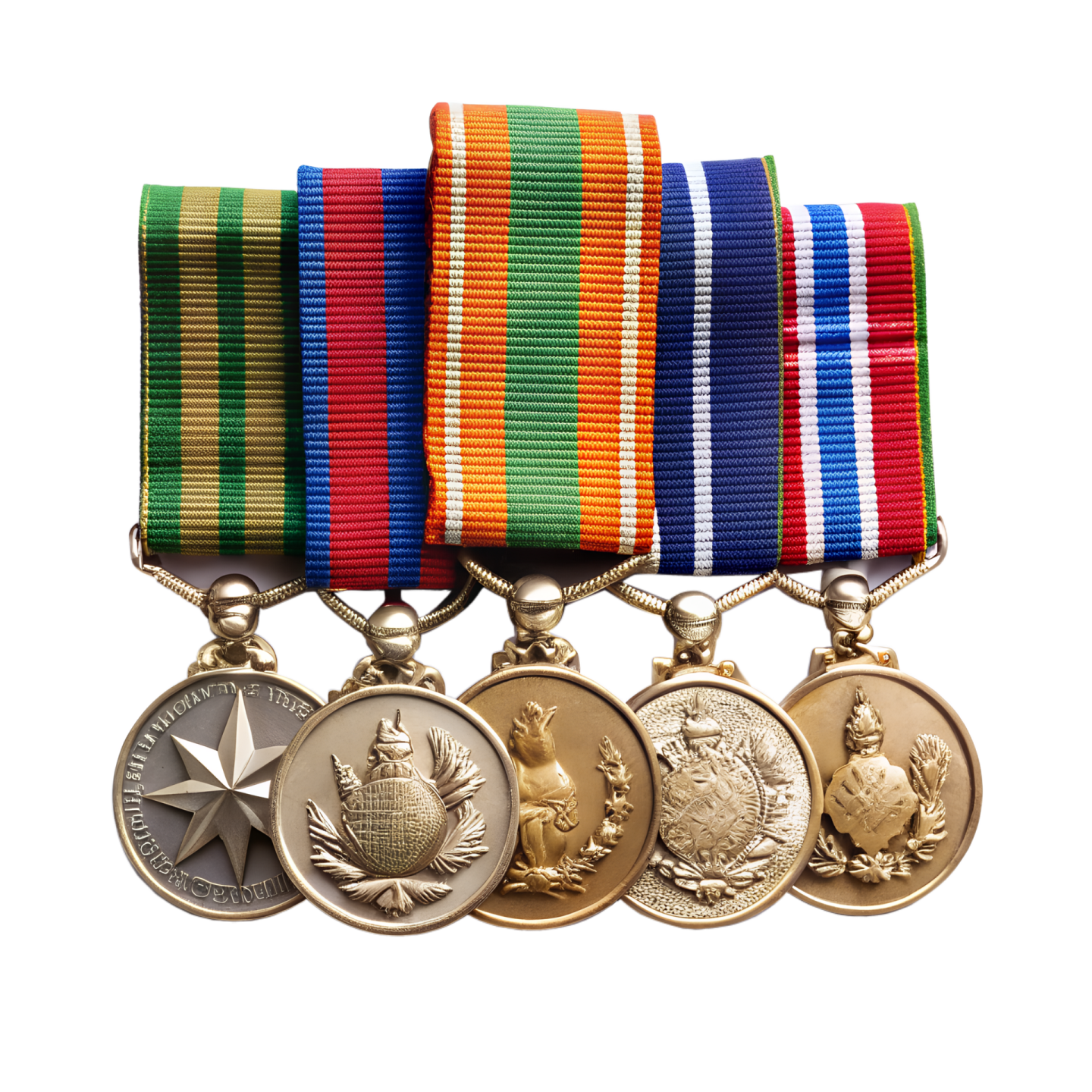 three medals on a white background