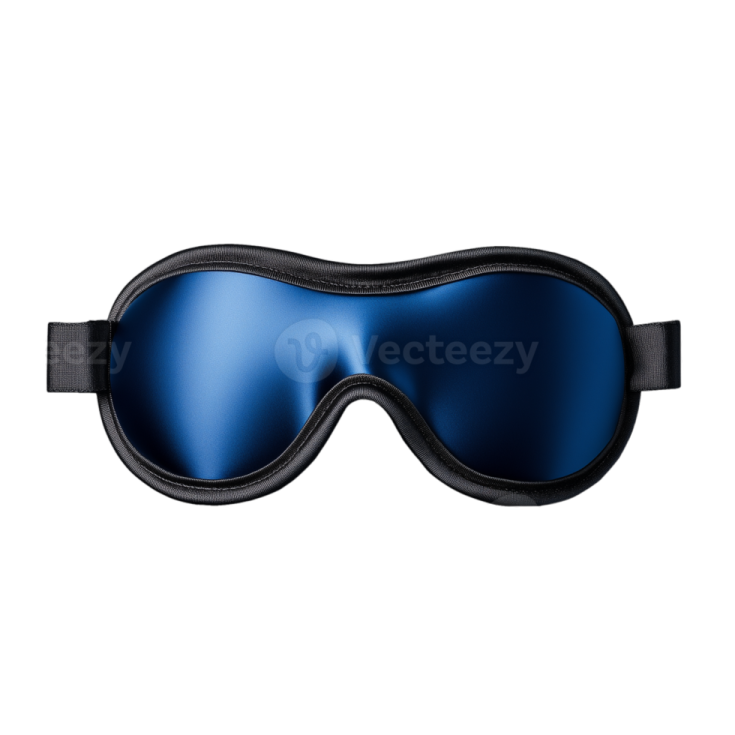 an image of a pair of black and blue goggles