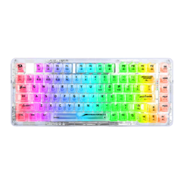 a rainbow colored keyboard with white keys
