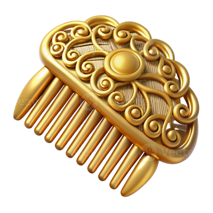 a gold comb with ornate designs