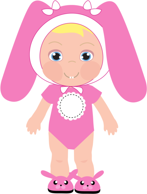 a pink bunny with a white hat and pink shoes
