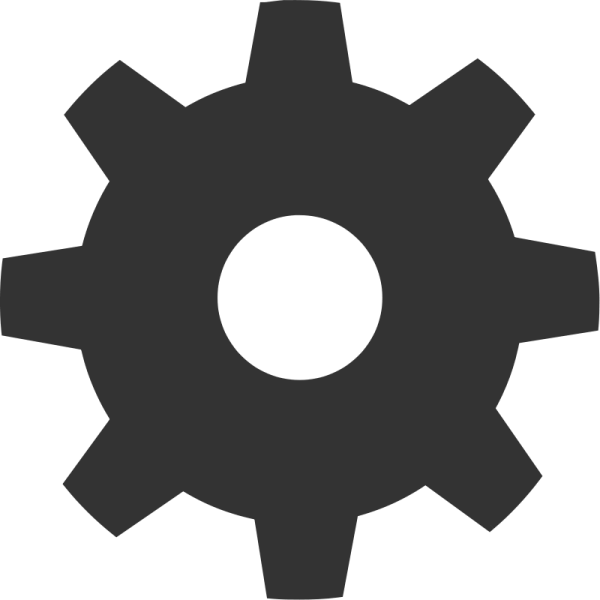 a black and white gear icon