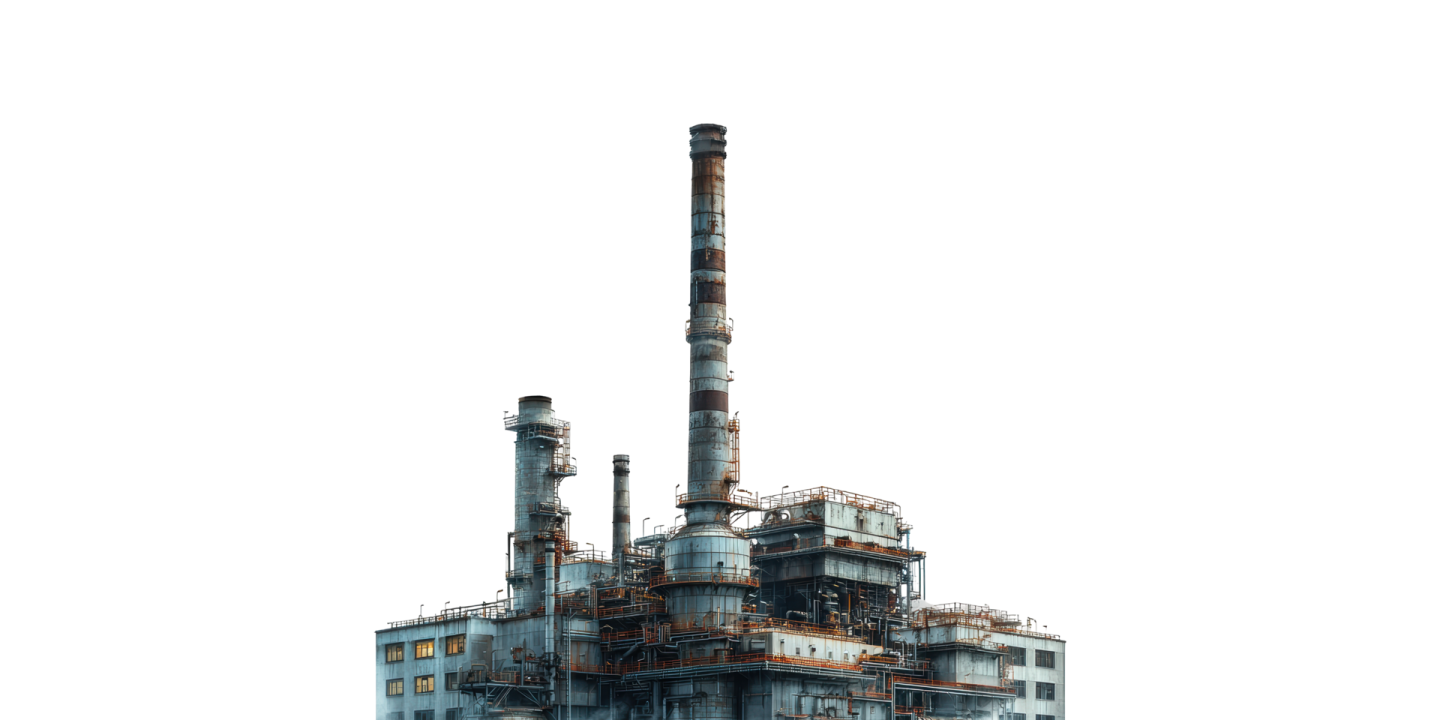 an oil refinery in the middle of a city