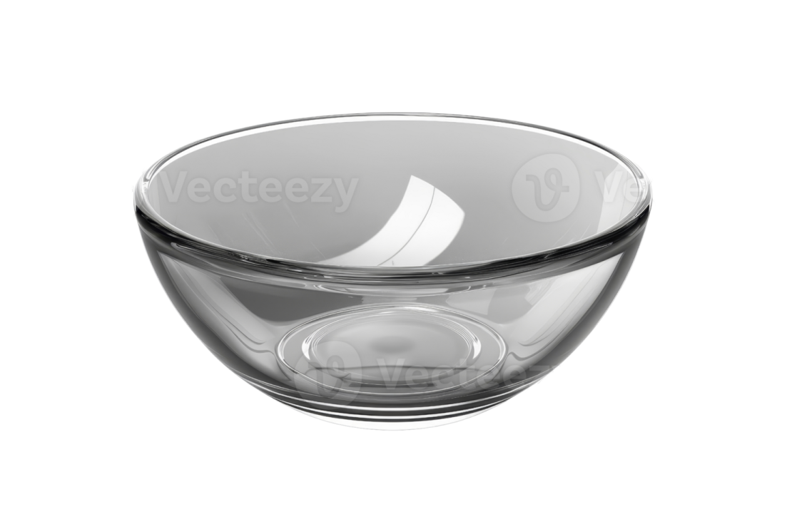 a glass bowl on a white background