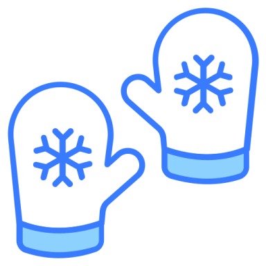 a pair of gloves with snow on them