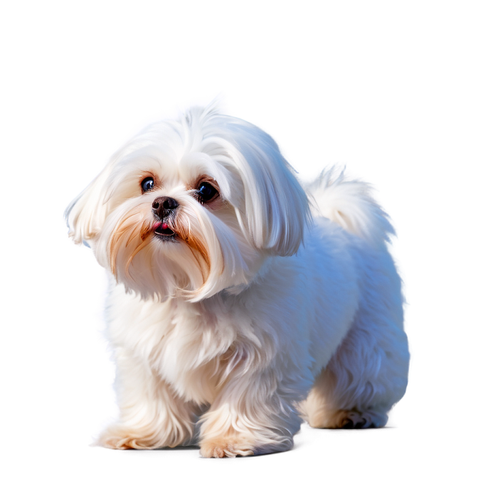 a small white dog on a white background