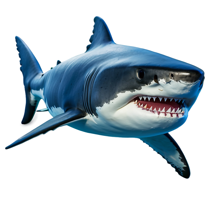 a large blue shark with its mouth open