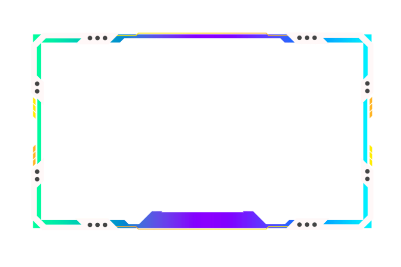 a white background with a blue, green and yellow border