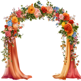 a floral arch with flowers and leaves