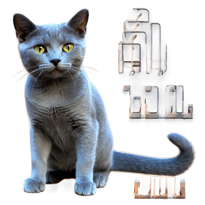 a gray cat sitting on the floor next to a set of clips