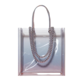 a clear bag with a chain on it
