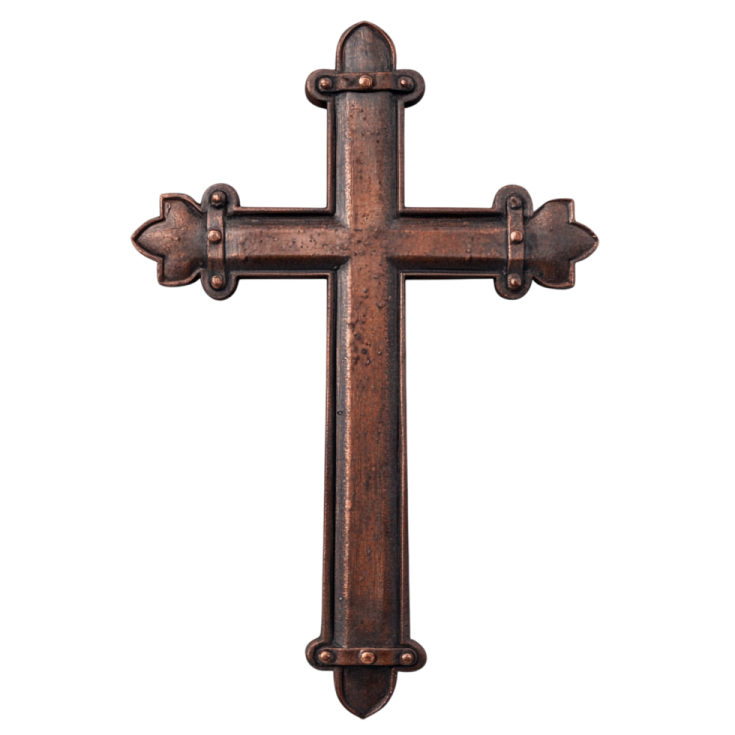 an old iron cross on a white background