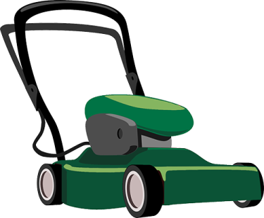 a green lawn mower on a white background