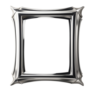 a silver square frame on a white background