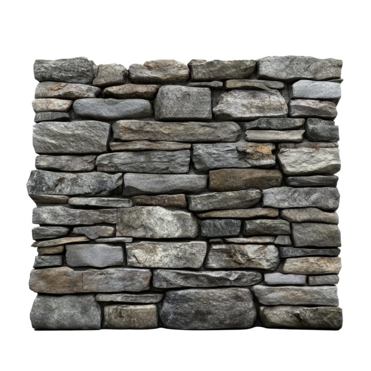 a stone wall on a white background