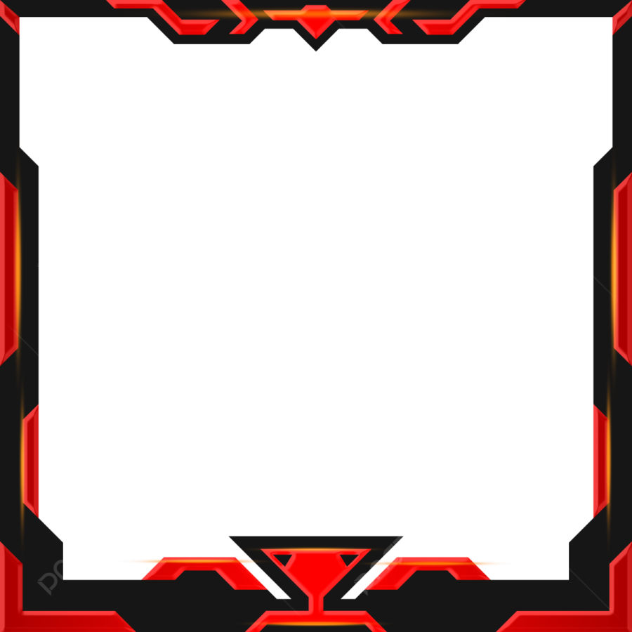 a red and black frame with a white background
