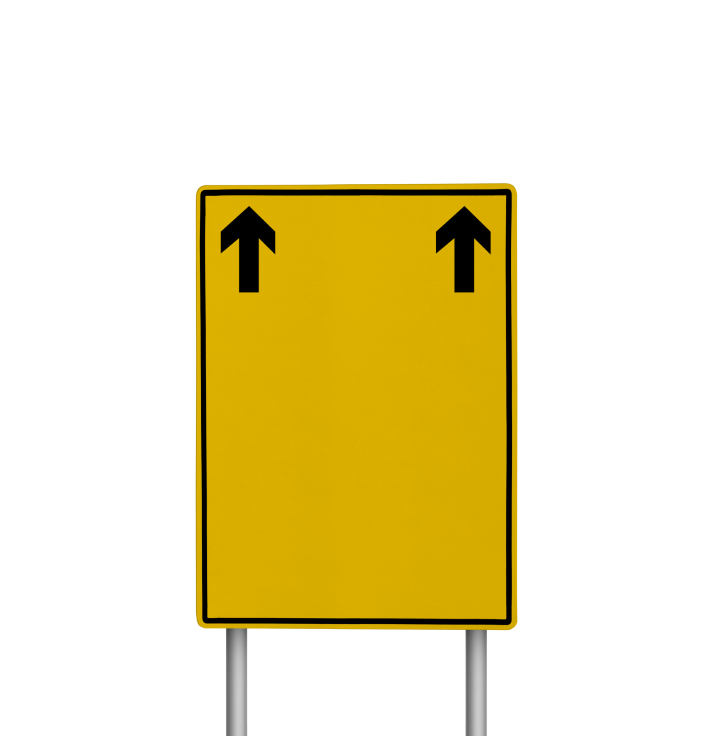 a yellow sign with two arrows pointing left and right