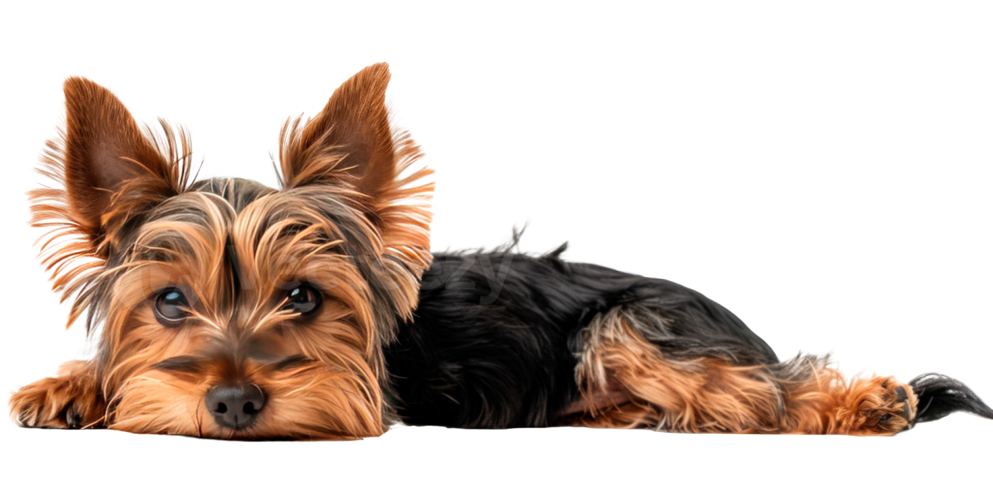 a small dog laying down on the floor